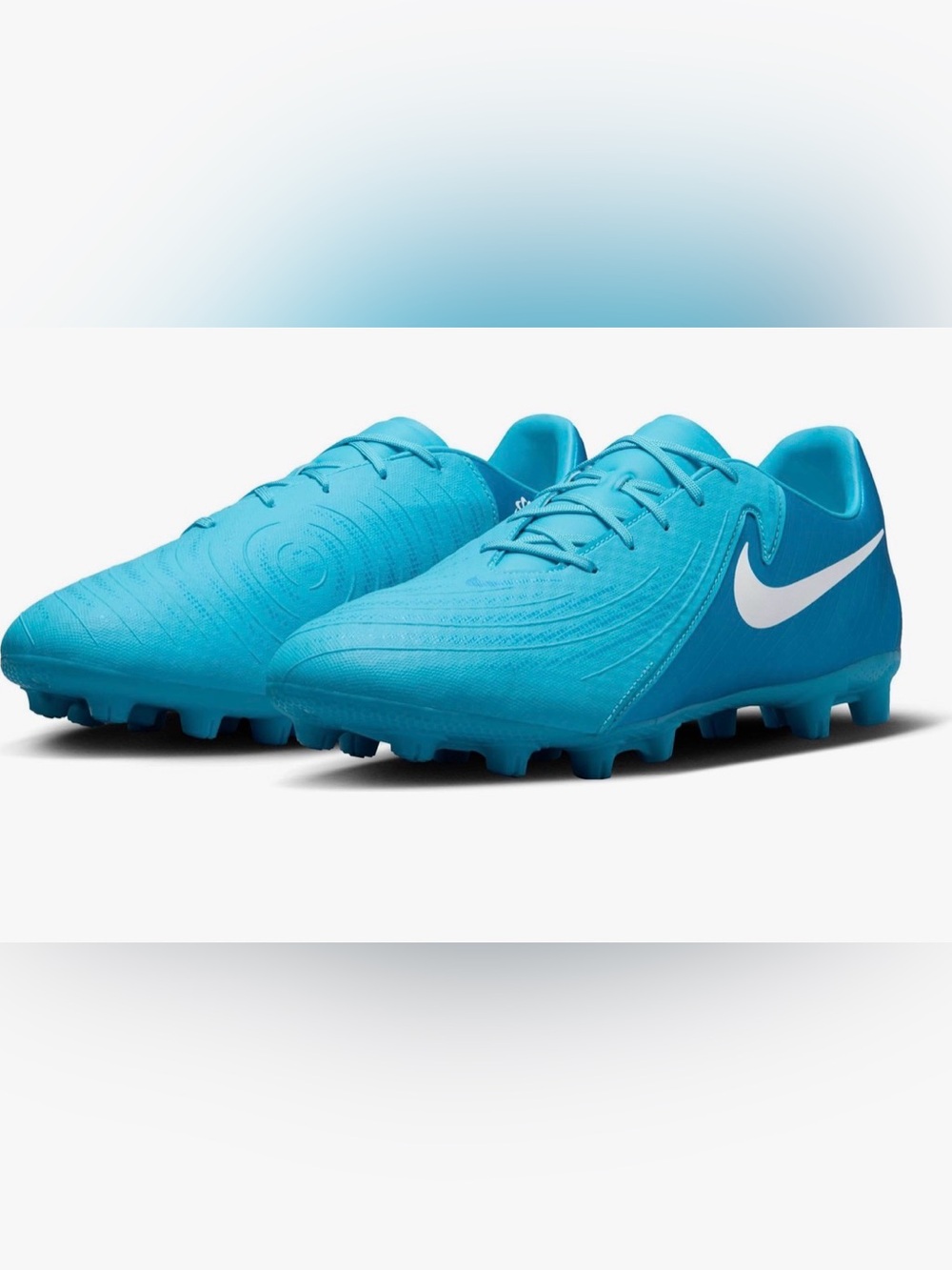 Nike Men's Turf Soccer Shoes in Cyan Blue with White Swoosh